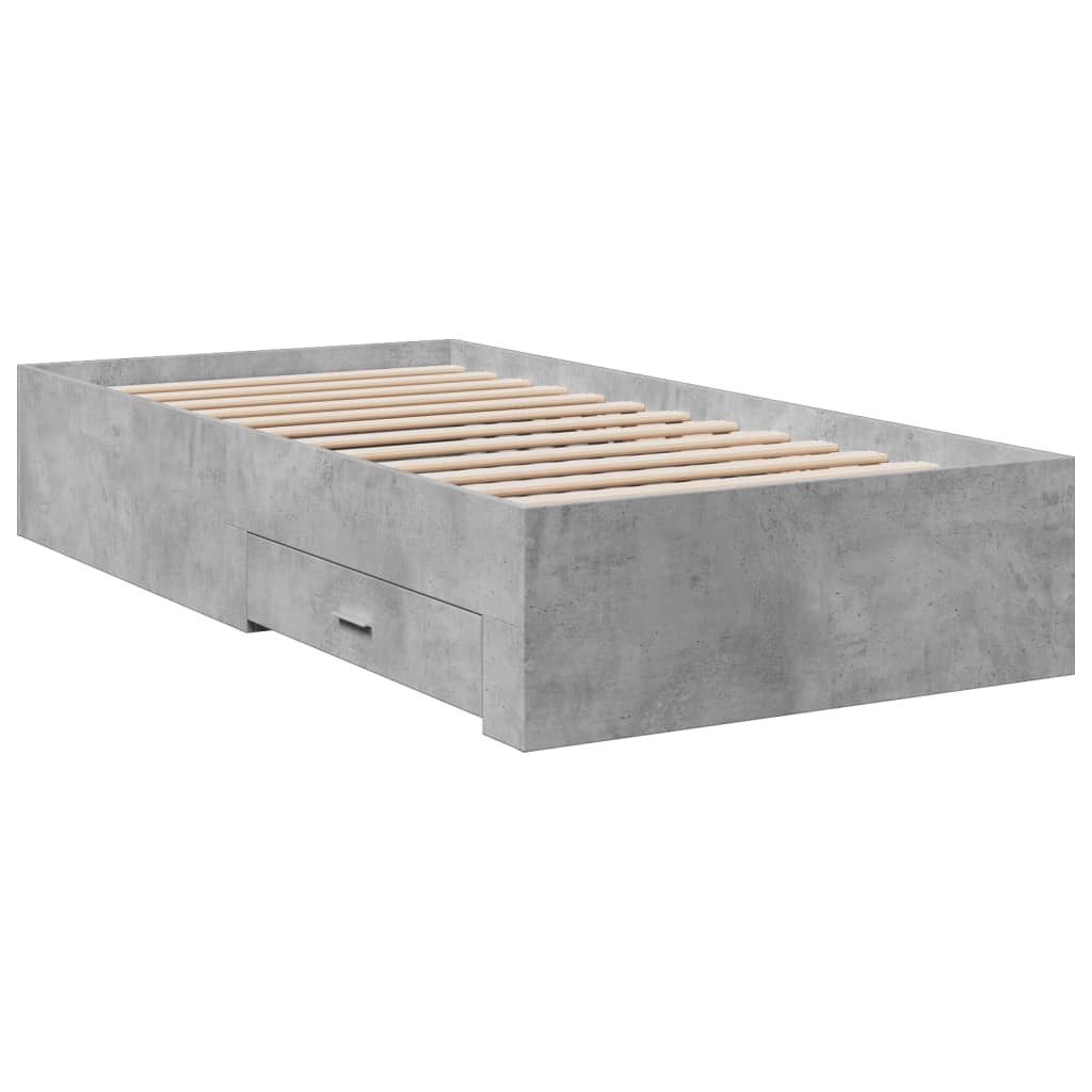 Giroletto Cassetti-Struttura Letto con contenitore Grigio Cemento 90x200 cm Legno Multistrato 142257