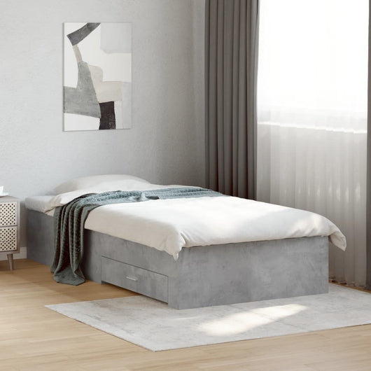 Giroletto Cassetti-Struttura Letto con contenitore Grigio Cemento 90x190 cm Legno Multistrato 382698