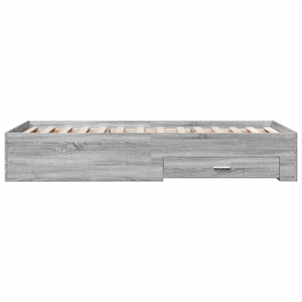 Giroletto Cassetti-Struttura Letto con contenitore Grigio Sonoma 75x190 cm Legno Multistrato 981283