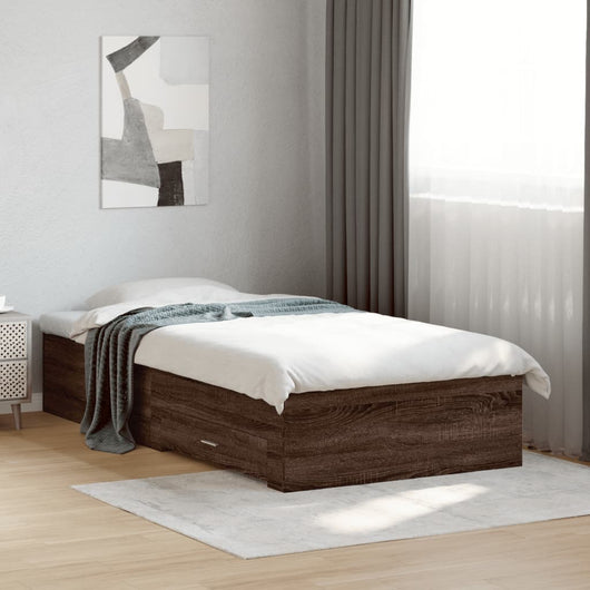 Giroletto Cassetti-Struttura Letto con contenitore Rovere Marrone 75x190 cm Legno Multistrato 327920
