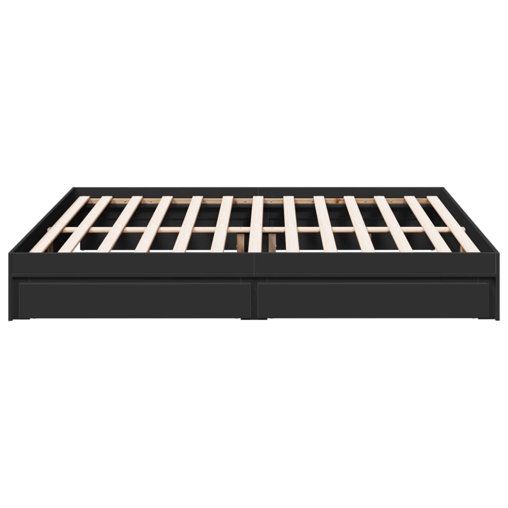 Giroletto con Cassetti-Struttura Letto con contenitore Nero 200x200 cm in Legno Multistrato 709552