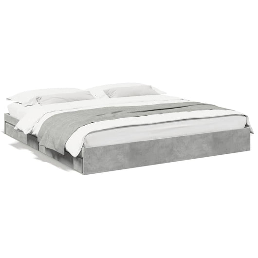 Giroletto Cassetti-Struttura Letto con contenitore Grigio Cemento 200x200 cm Legno Multistrato 821458