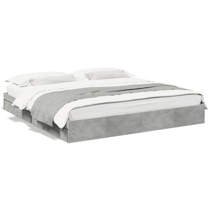 Giroletto Cassetti-Struttura Letto con contenitore Grigio Cemento 200x200 cm Legno Multistrato 821458
