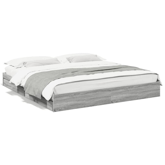 Giroletto Cassetti-Struttura Letto con contenitore Grigio Sonoma 200x200 cm Legno Multistrato 922190