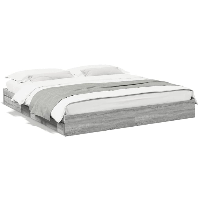Giroletto Cassetti-Struttura Letto con contenitore Grigio Sonoma 200x200 cm Legno Multistrato 922190