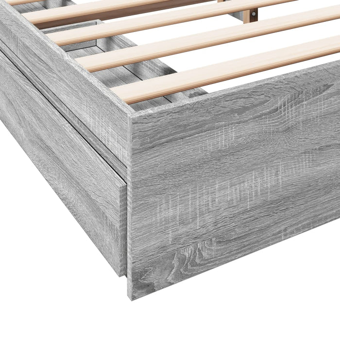 Giroletto Cassetti-Struttura Letto con contenitore Grigio Sonoma 200x200 cm Legno Multistrato 922190