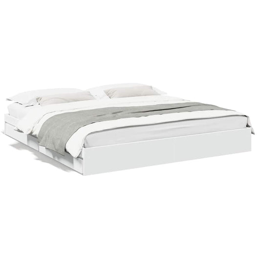 Giroletto con Cassetti-Struttura Letto con contenitore Bianco 180x200 cm in Legno Multistrato 179248