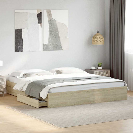 Giroletto Cassetti-Struttura Letto con contenitore Rovere Sonoma 180x200 cm Legno Multistrato 258049