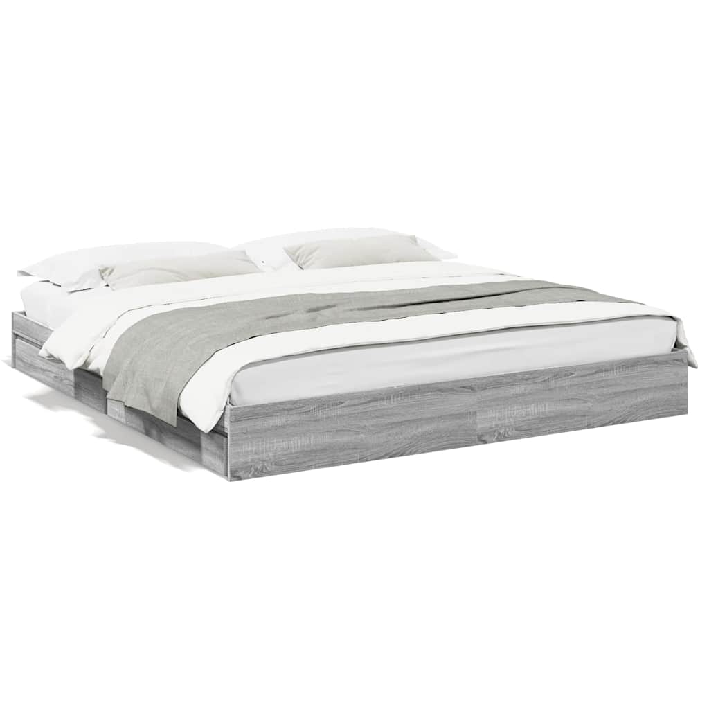 Giroletto Cassetti-Struttura Letto con contenitore Grigio Sonoma 180x200 cm Legno Multistrato 400747