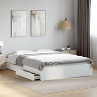 Giroletto con Cassetti-Struttura Letto con contenitore Bianco 160x200 cm in Legno Multistrato 685195