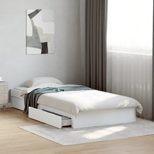 Giroletto con Cassetti-Struttura Letto con contenitore Bianco 100x200 cm in Legno Multistrato 803805
