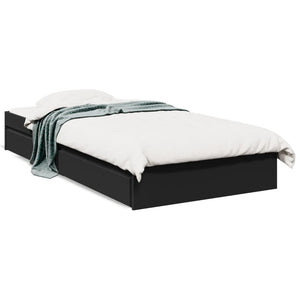 Giroletto con Cassetti-Struttura Letto con contenitore Nero 100x200 cm in Legno Multistrato 743089