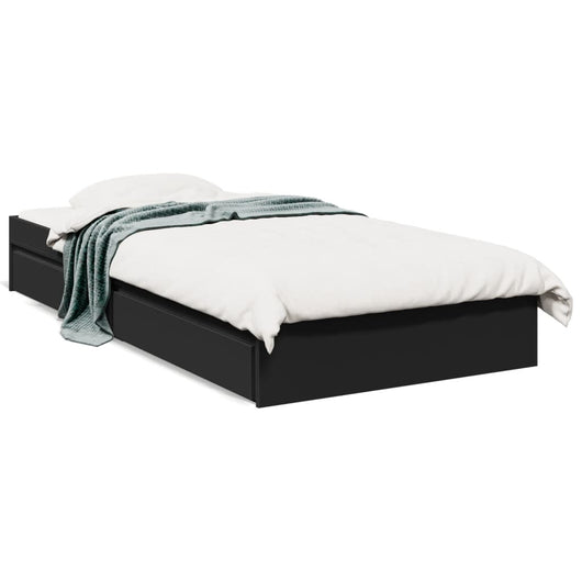 Giroletto con Cassetti-Struttura Letto con contenitore Nero 100x200 cm in Legno Multistrato 743089