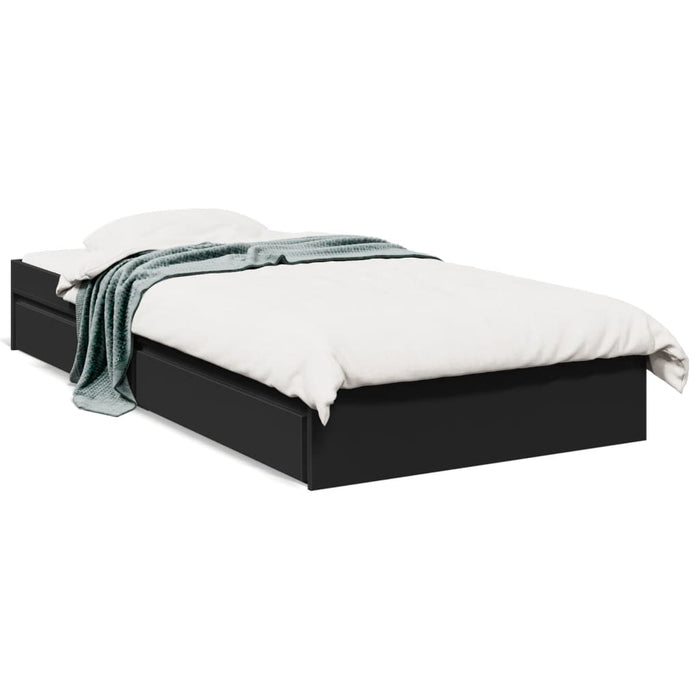Giroletto con Cassetti-Struttura Letto con contenitore Nero 100x200 cm in Legno Multistrato 743089