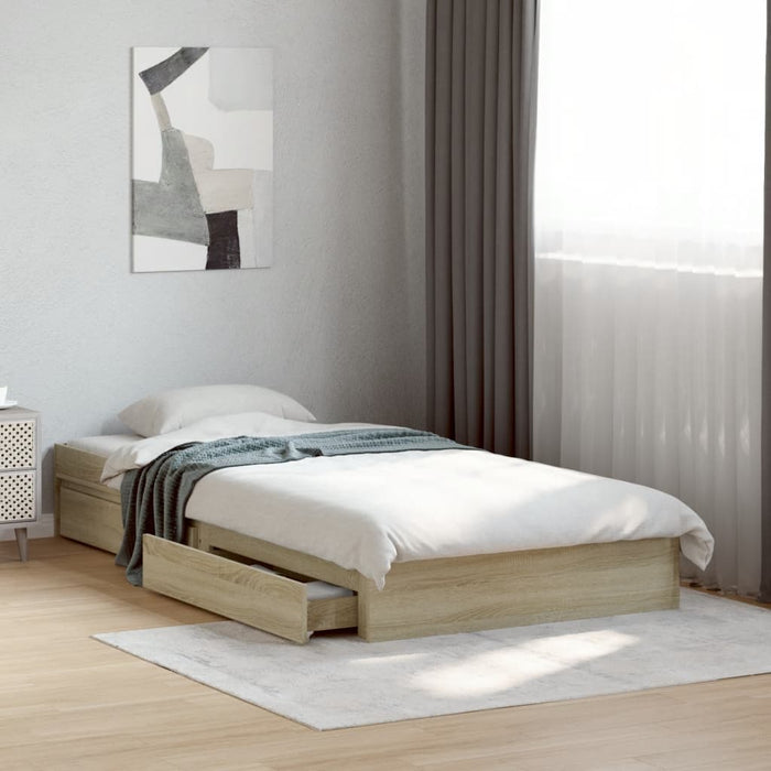 Giroletto Cassetti-Struttura Letto con contenitore Rovere Sonoma 100x200 cm Legno Multistrato 255792