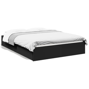 Giroletto con Cassetti-Struttura Letto con contenitore Nero 140x190 cm in Legno Multistrato 160600