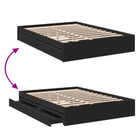 Giroletto con Cassetti-Struttura Letto con contenitore Nero 140x190 cm in Legno Multistrato 160600