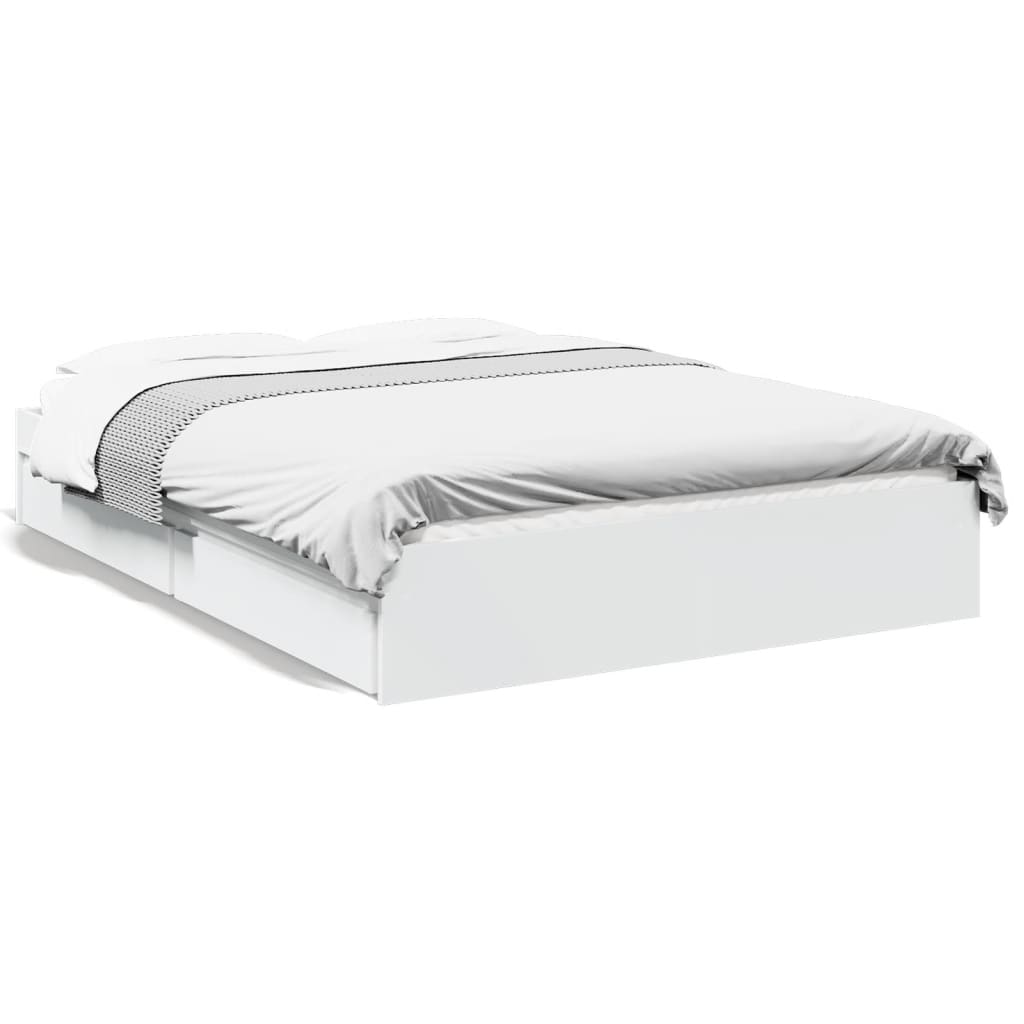 vidaXL Giroletto con Cassetti Bianco 120x190 cm in Legno Multistrato