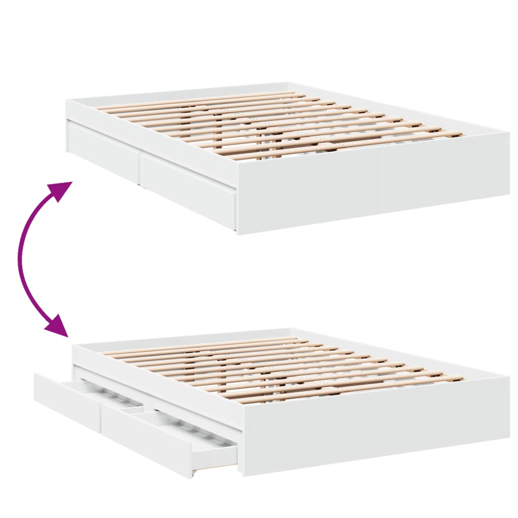 vidaXL Giroletto con Cassetti Bianco 120x190 cm in Legno Multistrato