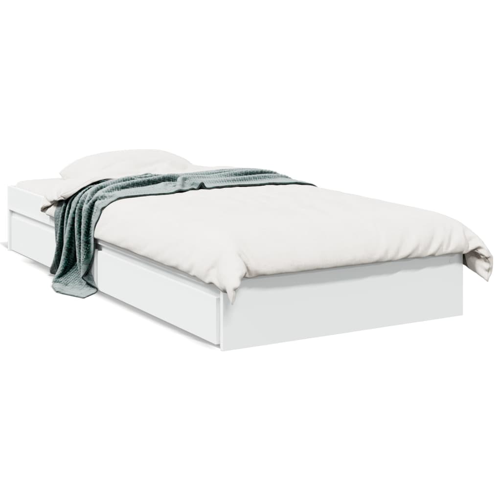 Giroletto con Cassetti-Struttura Letto con contenitore Bianco 90x190 cm in Legno Multistrato 725628