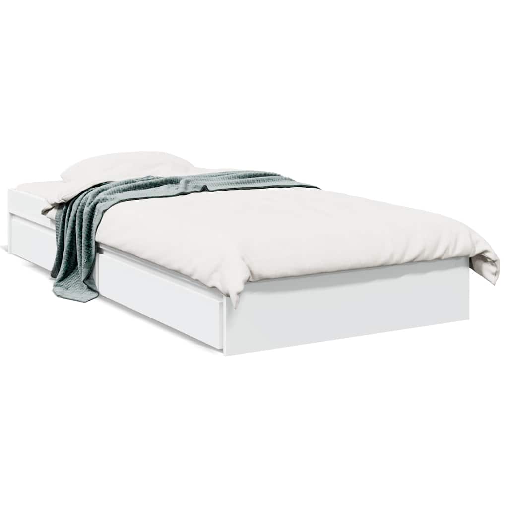 Giroletto con Cassetti-Struttura Letto con contenitore Bianco 75x190 cm in Legno Multistrato 485476