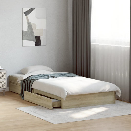 Giroletto Cassetti-Struttura Letto con contenitore Rovere Sonoma 75x190 cm Legno Multistrato 671233