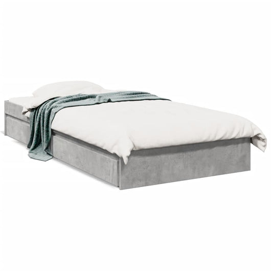 Giroletto Cassetti-Struttura Letto con contenitore Grigio Cemento 75x190 cm Legno Multistrato 300616