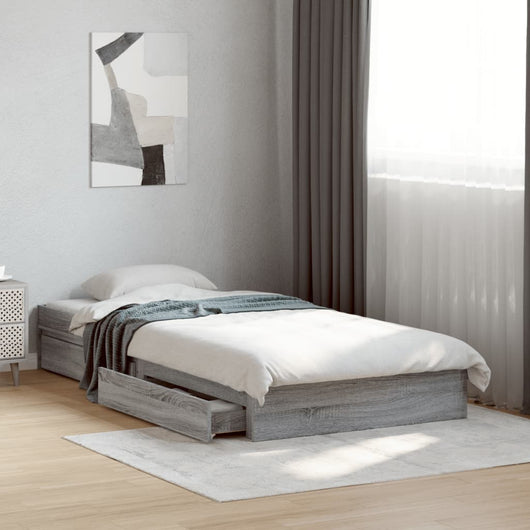 Giroletto Cassetti-Struttura Letto con contenitore Grigio Sonoma 75x190 cm Legno Multistrato 365203