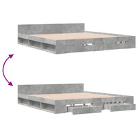 Giroletto Cassetti-Struttura Letto con contenitore Grigio Cemento 200x200 cm Legno Multistrato 355620