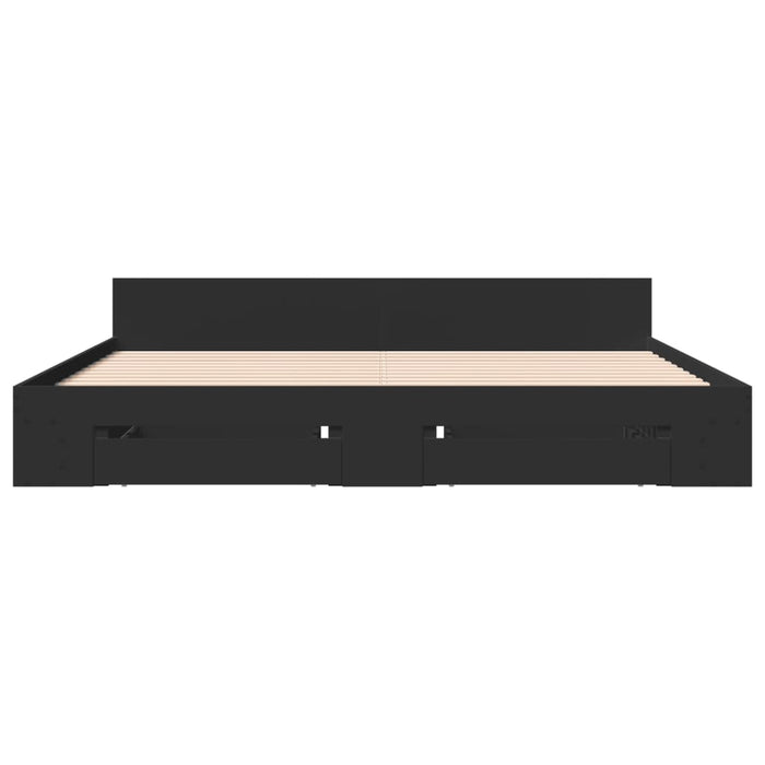 Giroletto con Cassetti Nero 180x200 cm in Legno Multistrato 3280728