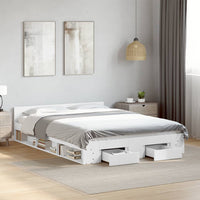 Giroletto con Cassetti-Struttura Letto con contenitore Bianco 150x200 cm in Legno Multistrato 160494