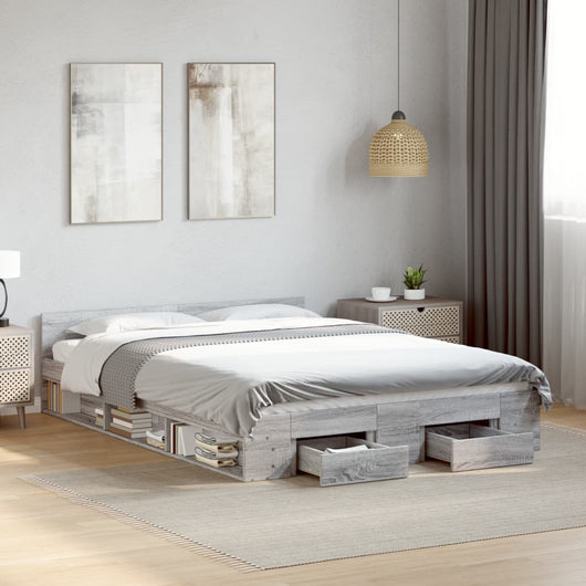 Giroletto Cassetti-Struttura Letto con contenitore Grigio Sonoma 150x200 cm Legno Multistrato 522212