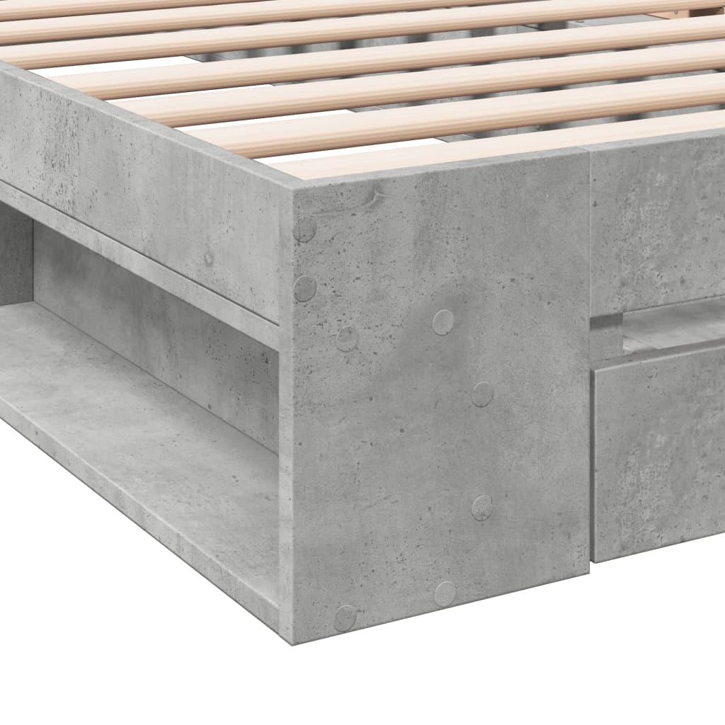 Giroletto Cassetto-Struttura Letto con contenitore Grigio Cemento 90x190 cm Legno Multistrato