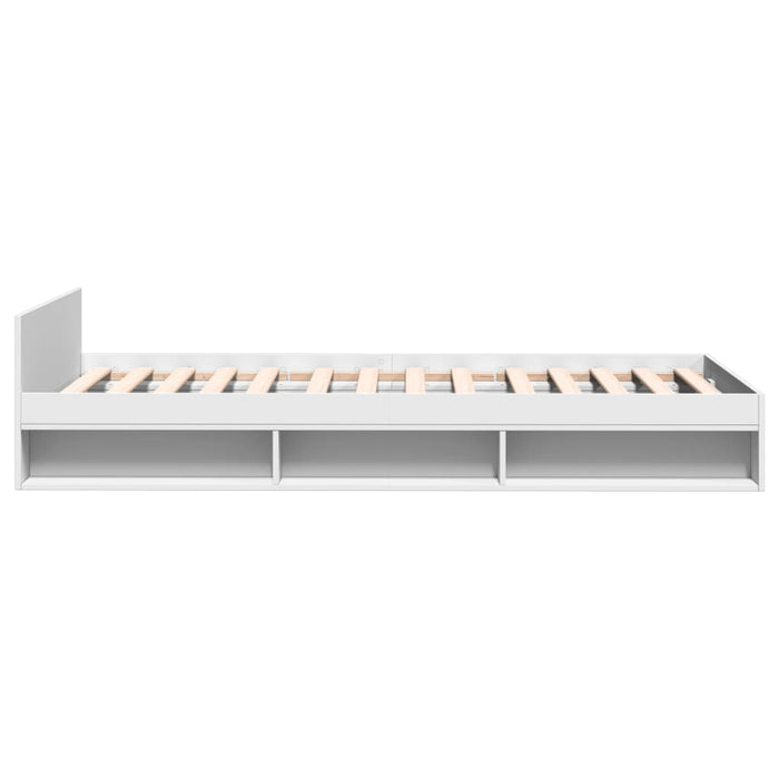 Giroletto con Cassetto-Struttura Letto con contenitore Bianco 100x200 cm in Legno Multistrato