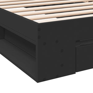 Giroletto con Cassetto-Struttura Letto con contenitore Nero 100x200 cm in Legno Multistrato
