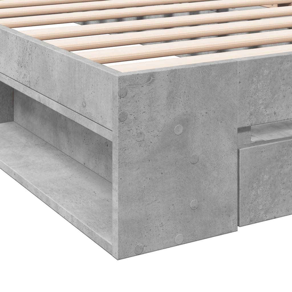 Giroletto Cassetto-Struttura Letto con contenitore Grigio Cemento 100x200 cm Legno Multistrato