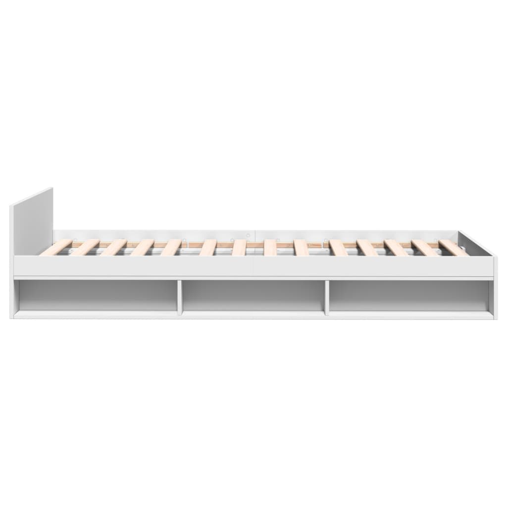 Giroletto con Cassetto-Struttura Letto con contenitore Bianco 90x200 cm in Legno Multistrato