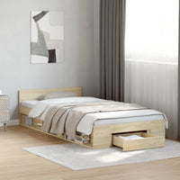Giroletto Cassetto-Struttura Letto con contenitore Rovere Sonoma 90x200 cm Legno Multistrato