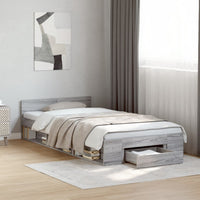 Giroletto Cassetto-Struttura Letto con contenitore Grigio Sonoma 90x200 cm Legno Multistrato