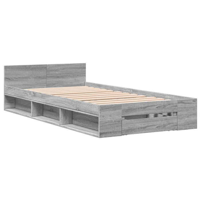Giroletto Cassetto-Struttura Letto con contenitore Grigio Sonoma 75x190 cm Legno Multistrato