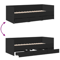 Divano Letto con Cassetti senza Materasso Nero 100x200 cm 3280812