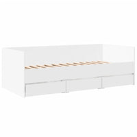 Divano Letto con Cassetti senza Materasso Bianco 90x190 cm