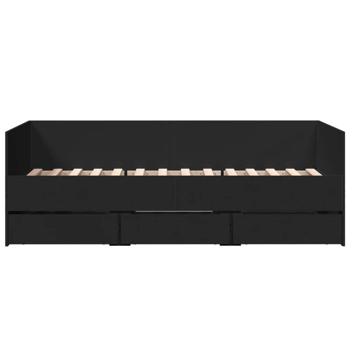 Divano Letto con Cassetti senza Materasso Nero 90x190 cm 3280826