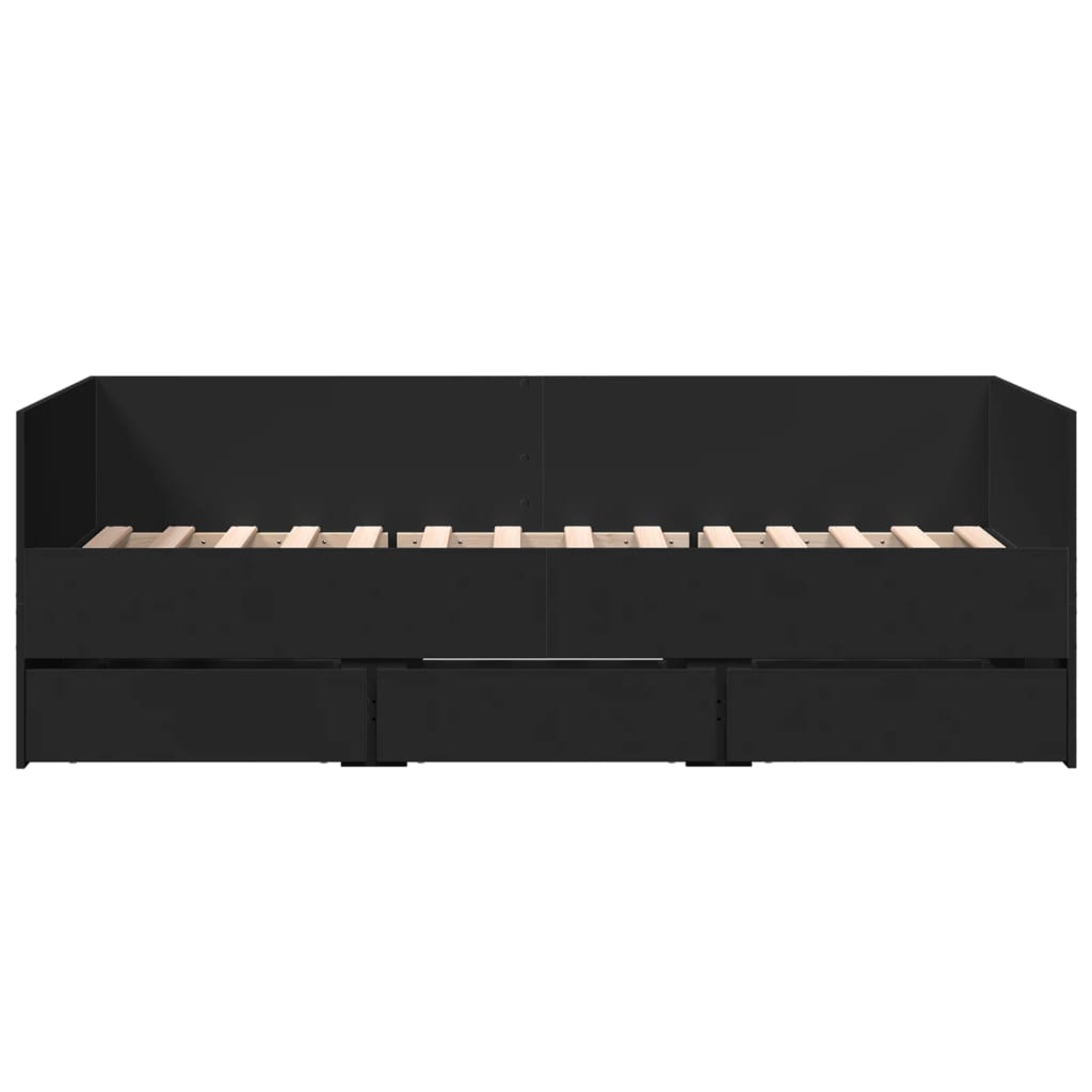 Divano Letto con Cassetti senza Materasso Nero 90x190 cm 3280826