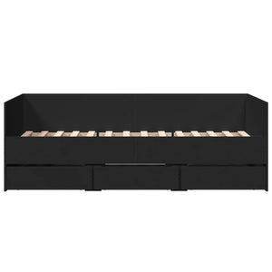 Divano Letto con Cassetti senza Materasso Nero 90x190 cm 3280826