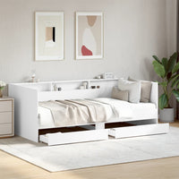 Divano Letto con Cassetti senza Materasso Bianco 90x190 cm