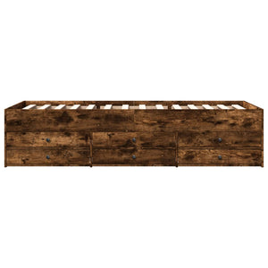 Divano Letto con Cassetti senza Materasso Rovere Fumo 100x200cm