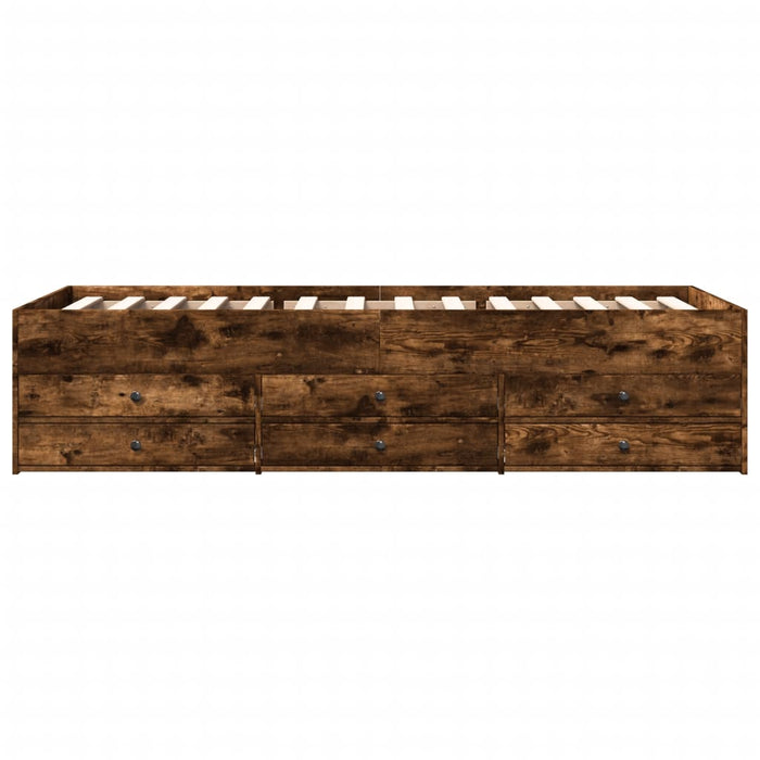Divano Letto con Cassetti senza Materasso Rovere Fumo 90x200 cm 3280878