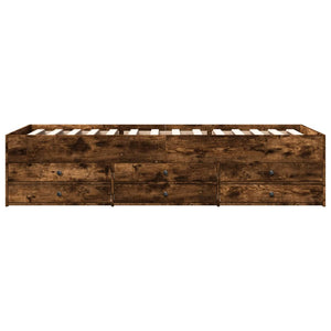 Divano Letto con Cassetti senza Materasso Rovere Fumo 90x190 cm