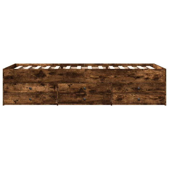Divano Letto con Cassetti senza Materasso Rovere Fumo 90x190 cm